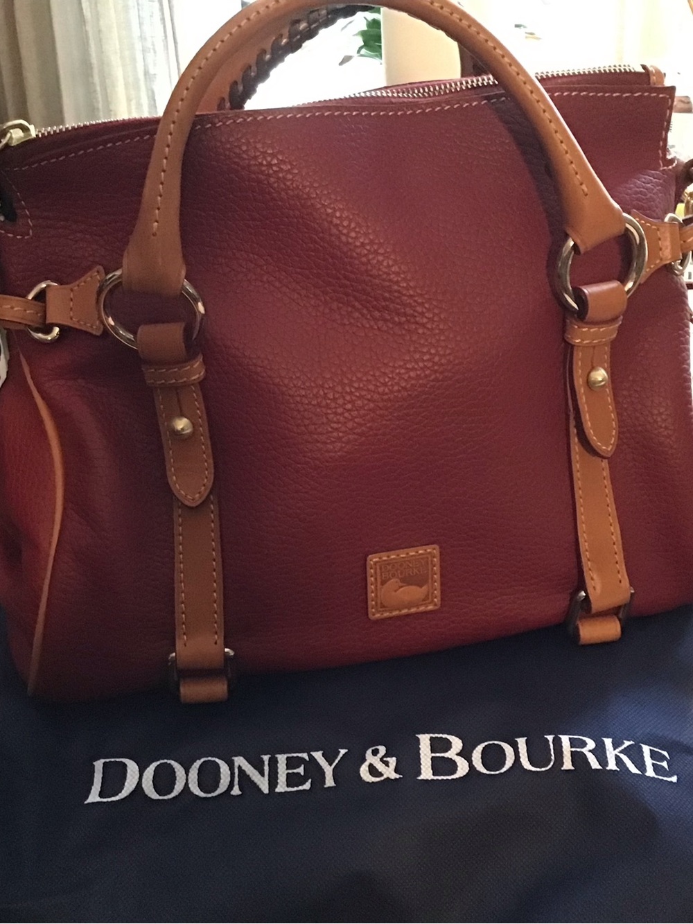Dooney & Bourke Burgundy and Tan Leather Satchel